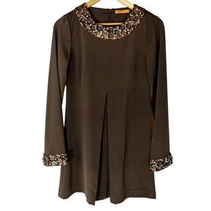 Alice & Olivia Vintage Brown Silk Cocktail Dress